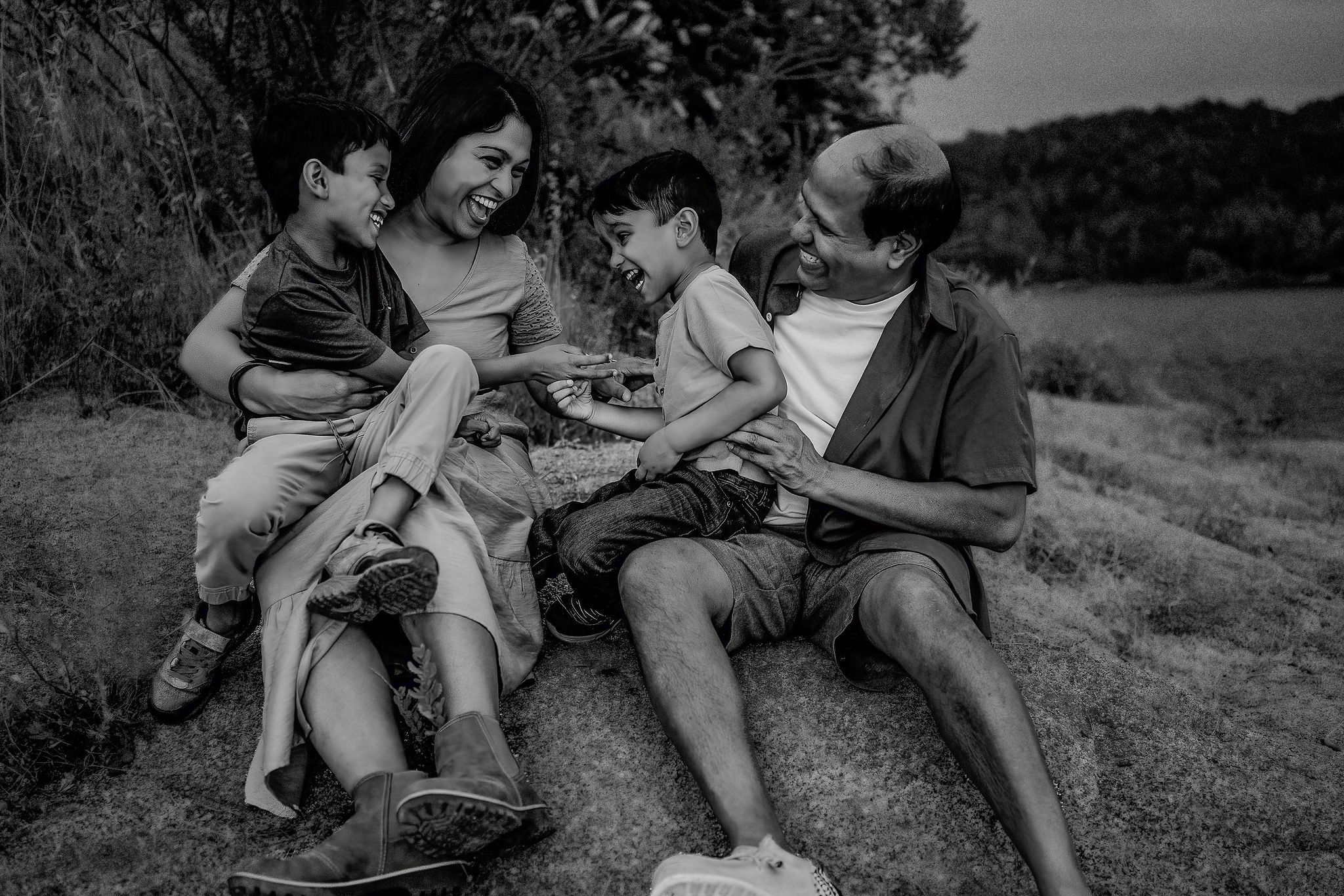 black and white tickle fight Sacramento and Placer County photographer